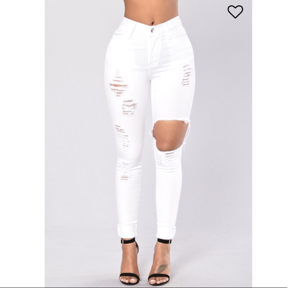 White ripped jeans